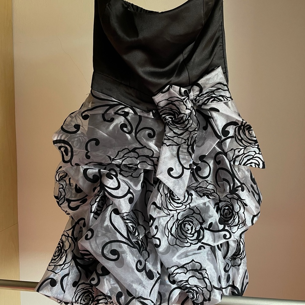 Black and Gray Strapless Short Trixxi Dress